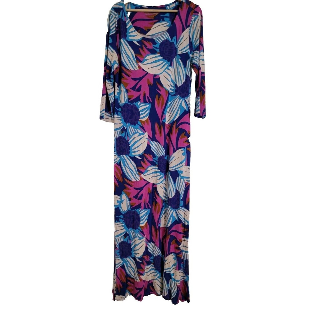 Soft Surroundings Serena‎ Floral jersey soft Maxi Dress Size Large 3/4 Sleeve